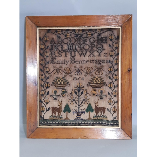 961 - 19th century tapestry sampler by Emily Bennett, age 8, 1854, 40 x 49 cm