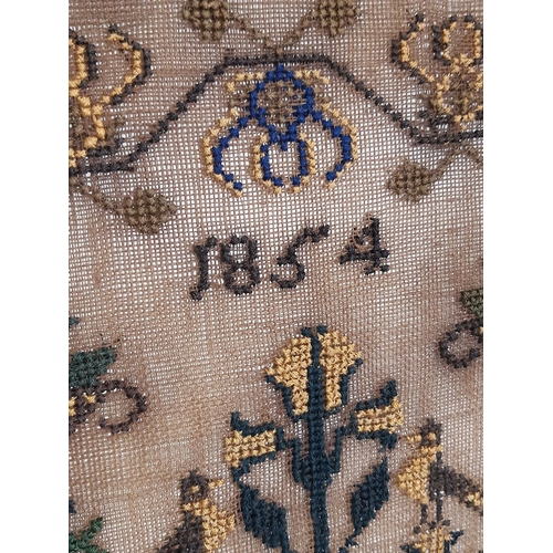 961 - 19th century tapestry sampler by Emily Bennett, age 8, 1854, 40 x 49 cm