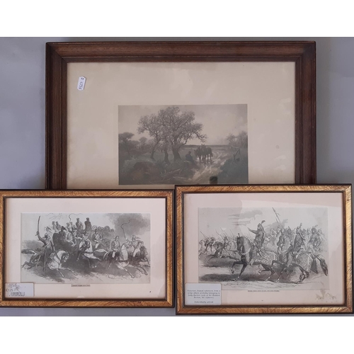 966 - Twelve equestrian and military themed engravings and prints to include: After Harry Hall (1814-1882)... 