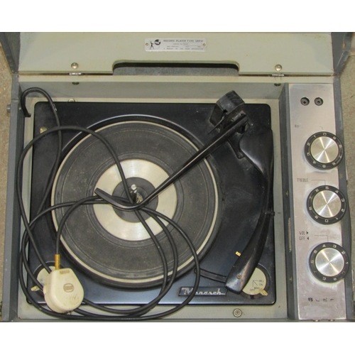 1128 - A vintage Bush portable mains electric record player type SRP41 with Monarch turntable