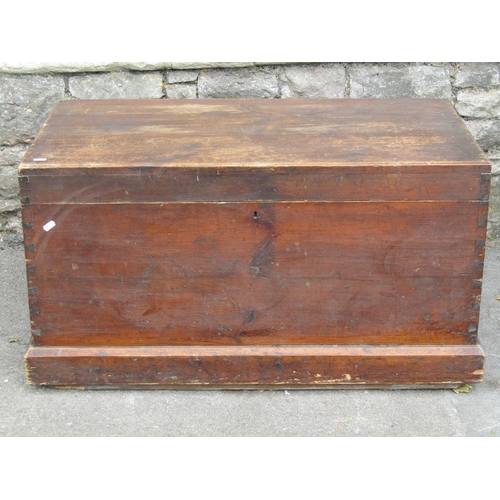 1422 - Three antique pine blanket boxes of varying size and design, the largest 94cm wide x 54cm deep x 49c... 