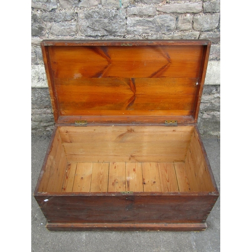 1422 - Three antique pine blanket boxes of varying size and design, the largest 94cm wide x 54cm deep x 49c... 