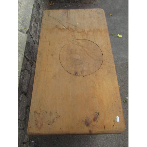 1436 - A Victorian stripped pine washstand on two tiers, the lower incorporating a shallow drawer, together... 