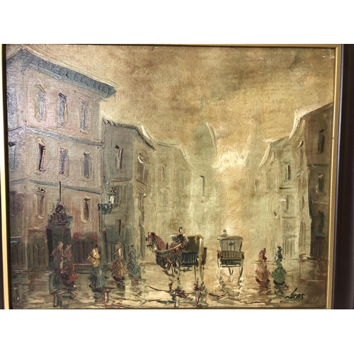 851 - Lucas - Two Parisian boulevard scenes, both signed 'Lucas' lower right, oil on canvas, 46 x 38 cm, 4... 