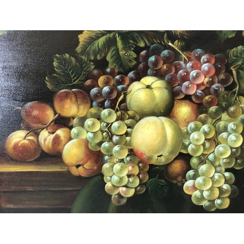 876 - Dutch style still life with fruits and goblet - oil on canvas, indistinctly signed lower left, 50.5 ... 