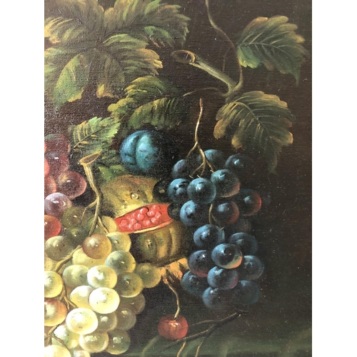 876 - Dutch style still life with fruits and goblet - oil on canvas, indistinctly signed lower left, 50.5 ... 