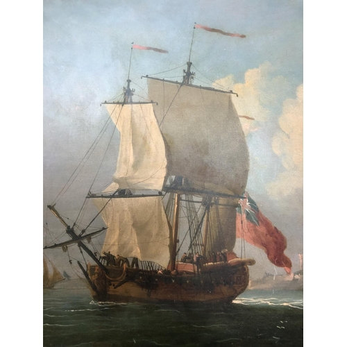 899 - Very large marine painting digital printed on canvas in moulded gilt frame, approx. 135 x 175 cm