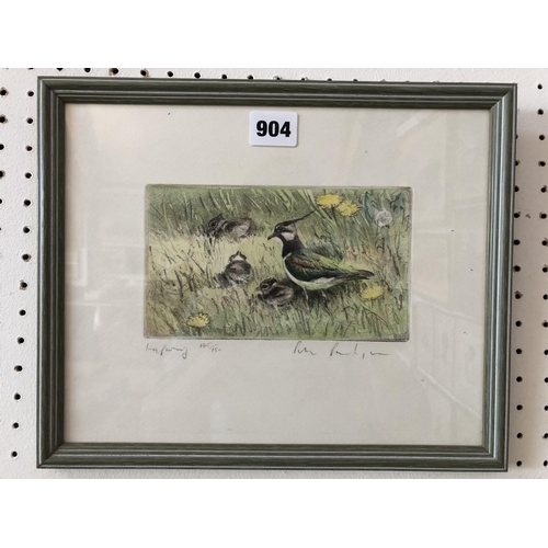 904 - Peter Partington (b.1941) - limited edition etching in colours, signed, titled Lapwing and numbered ... 