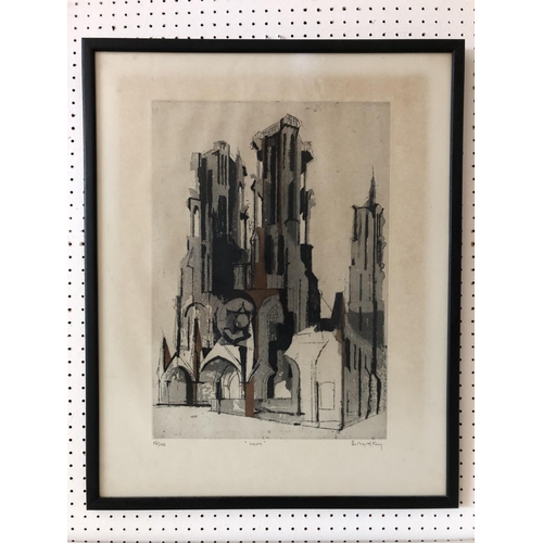 905 - Bernard Kay (b.1927) - 'Laon', limited edition etching in colours, signed, titled and numbered (56/1... 