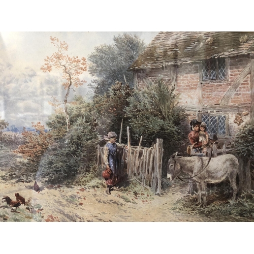 909 - Myles Birket Foster (1825-1899) - Watercolour on paper together with a late 19th century lithograph:... 