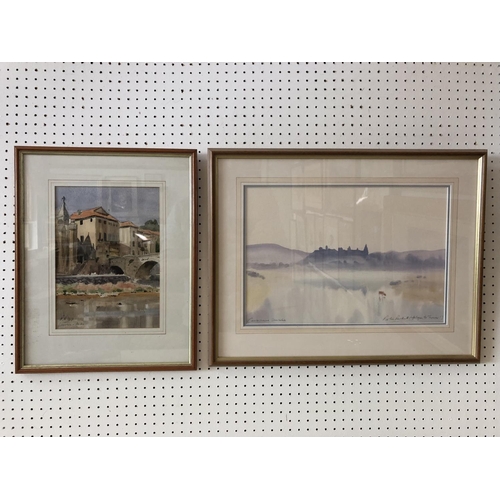 925 - Two watercolours by: Robin Reckitt (b.1928) - 'Carcassonne Sunrise', signed and titled below, inscri... 