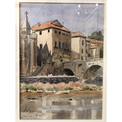 925 - Two watercolours by: Robin Reckitt (b.1928) - 'Carcassonne Sunrise', signed and titled below, inscri... 