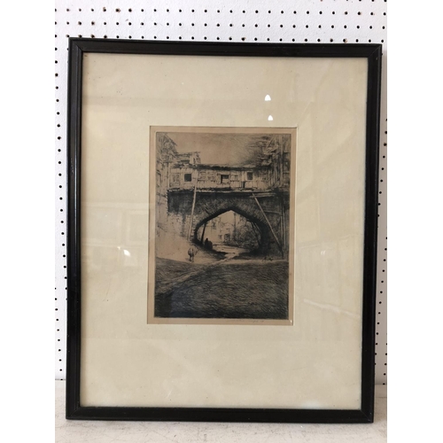 928 - Mortimer Luddington Menpes (1855-1938) - Bridge scene, etching, signed in pencil lower right, 27.5 x... 