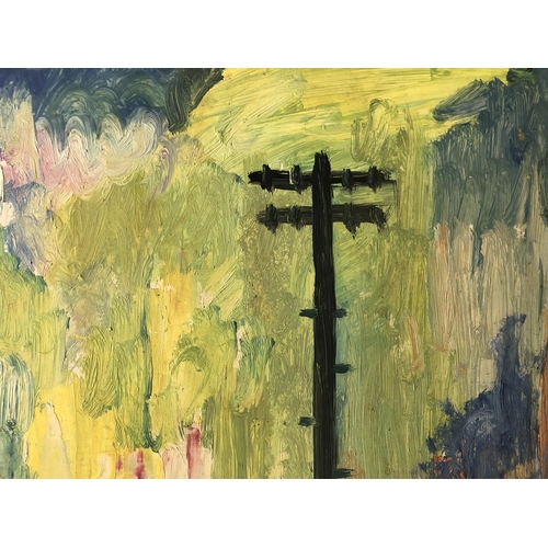 946 - Lawrence James Isherwood (1917-1988) - 'Snow Telegraph Pole', oil on board, signed lower right, titl... 