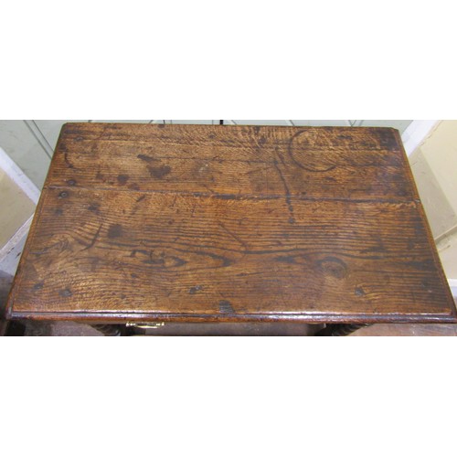 1559 - An antique oak side table enclosing two frieze drawers, raised on turned bobbin supports, 78cm wide