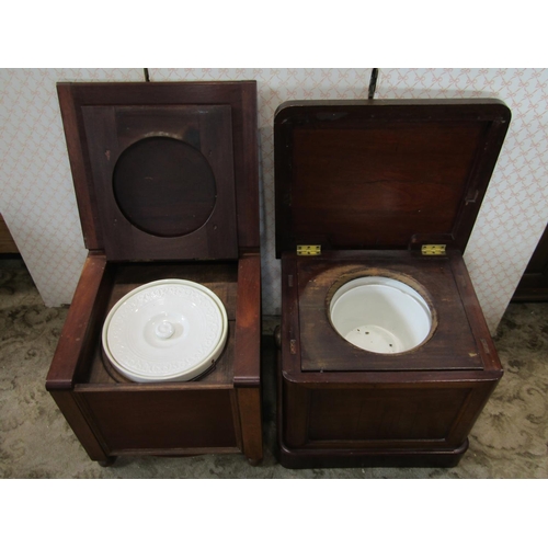 1194 - Two Victorian mahogany box commodes with hinged lids, varying designs