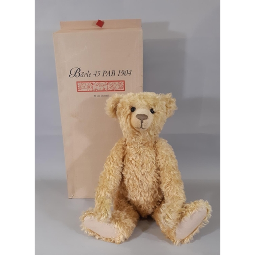 263 - A boxed Steiff teddy bear 'Baerle 43 PAB 1904' limited No 2196, No 404153, light brown mohair, fully... 