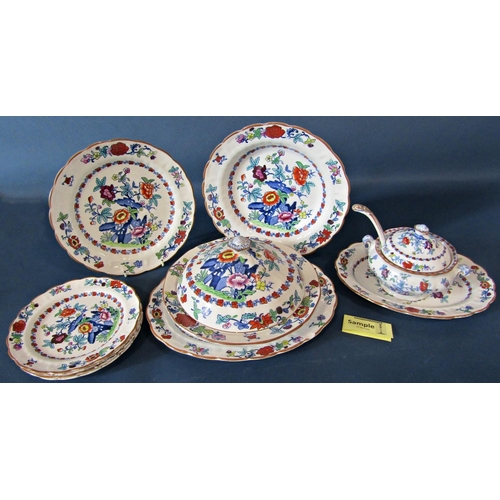 1001 - An extensive Booth Silicon china dinner service in the Pompadour pattern comprising a comprehensive ... 