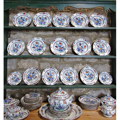 1001 - An extensive Booth Silicon china dinner service in the Pompadour pattern comprising a comprehensive ... 