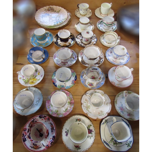 1008 - Twenty four individual teacups and saucers, Victorian and later, mainly English, together with three... 