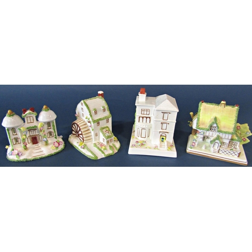 1013 - Eight contemporary Coalport china cottages, including 32 Windsor Gardens, London (Paddington Bear's ... 