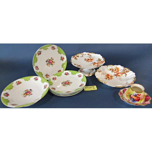 1017 - A Haviland & co Limoges desert service for eleven with floral detail, further Rosenthal plates, etc,... 