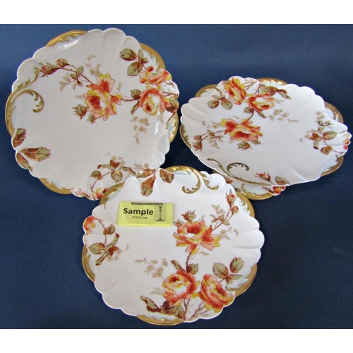 1017 - A Haviland & co Limoges desert service for eleven with floral detail, further Rosenthal plates, etc,... 