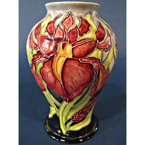 1032 - A Moorcroft oviform vase with repeating floral detail marked trial, 18/12/2000