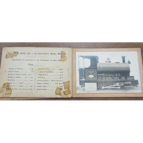 148 - A quantity of railway ephemera to include photographs/catalogue of steam engines from Peckett and So... 