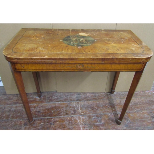 2683 - A Georgian countrymade foldover top card table in maple, raised on square cut tapered legs with spad... 