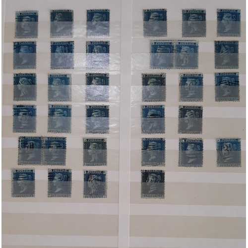 131 - A mint and used GB Queen Victoria stamps collection in a blue stock album from 1840 1d Black four ma... 