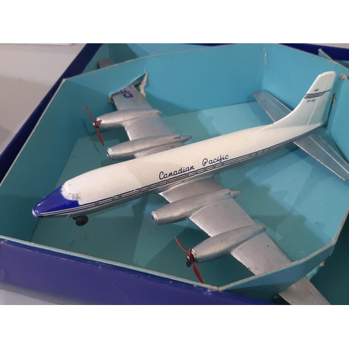 254 - 3 boxed Dinky aeroplanes including SE 210 'Caravelle' no 891(Air France) 1959-68, Bristol Britannia ... 