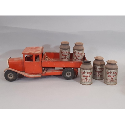 271 - 3 mid 20th century large tin plate toy vehicles by Lines Bros Tri-ang including  Transport Van No 20... 