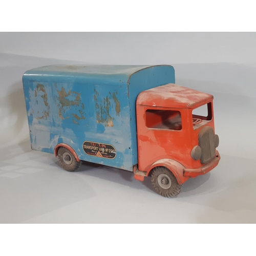 271 - 3 mid 20th century large tin plate toy vehicles by Lines Bros Tri-ang including  Transport Van No 20... 