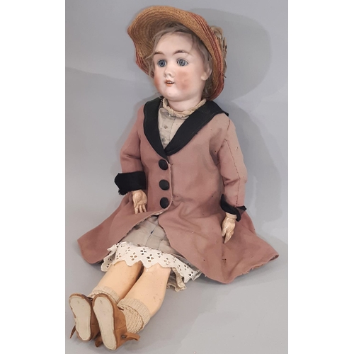 276 - Early 20th century German bisque head doll by Max Handwerck with blue closing eyes, open mouth with ... 