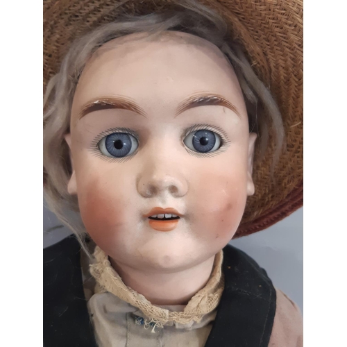 276 - Early 20th century German bisque head doll by Max Handwerck with blue closing eyes, open mouth with ... 