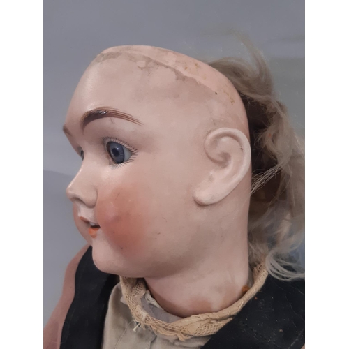 276 - Early 20th century German bisque head doll by Max Handwerck with blue closing eyes, open mouth with ... 