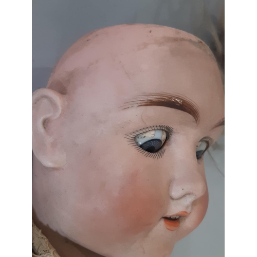 276 - Early 20th century German bisque head doll by Max Handwerck with blue closing eyes, open mouth with ... 