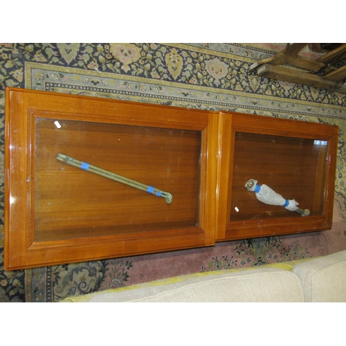 2609 - A pair of good quality modern bespoke made rectangular hardwood vitrines, with glass lids, 85cm x 60... 