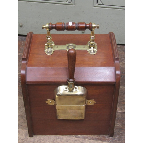 2455 - A good quality refurbished late Victorian coal scuttle with patent handle to open a pair of doors wi... 