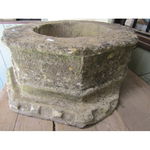 2094 - A 19th century or possibly earlier architectural carved natural stone chimney stack collar? of octag... 