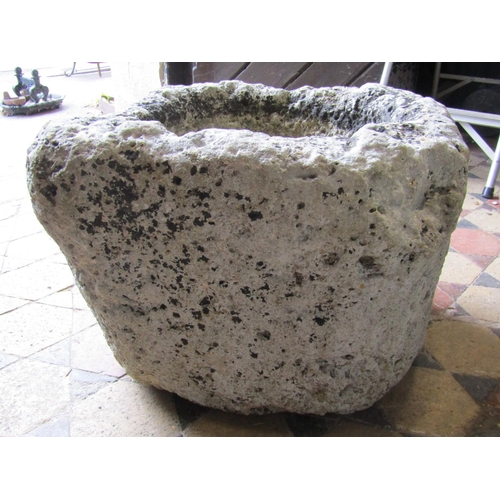 2106 - A 19th century or possibly earlier well weathered carved natural stone trough (possibly originally a... 