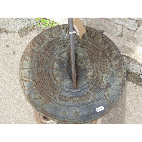 2143 - A reproduction cast iron sundial, 35 cm diameter x 80 cm high