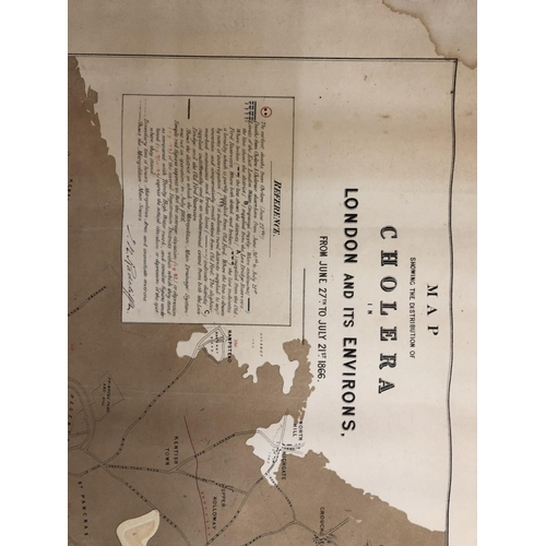 100 - Three maps to include: 'Map Showing the Distribution of Cholera in London and its Environs, From Jun... 