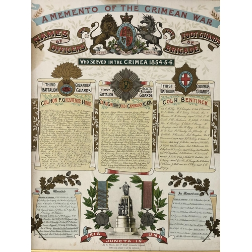 107 - A Framed Memento of The Crimean War, Names of Officers of the Brigade of Footguards Who Served in th... 