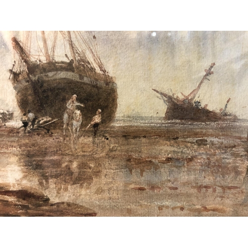 11 - George Weatherill (1810-1890) - Unloading Fishing Boats, watercolour and body colour on paper, signe... 