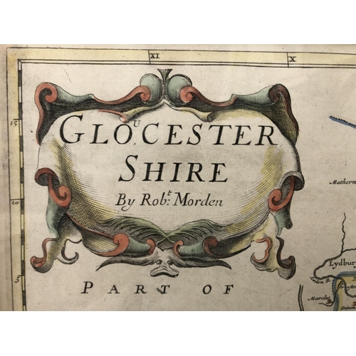 121 - After Robert Morden (c.1650-1703) - Map of Gloucestershire, hand-coloured print, 43 x 36 cm, framed ... 