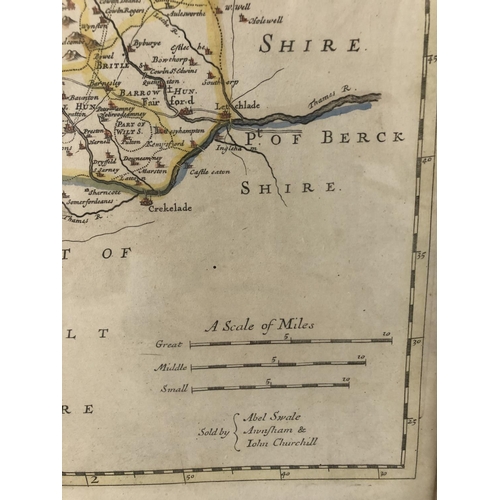 121 - After Robert Morden (c.1650-1703) - Map of Gloucestershire, hand-coloured print, 43 x 36 cm, framed ... 