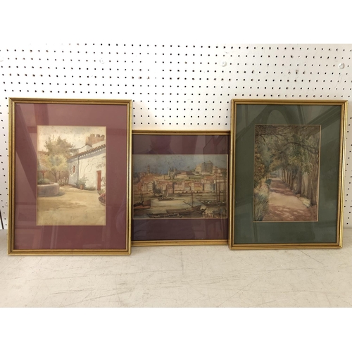 125 - Ten framed watercolours of different scenes (19th/20th century), possibly all by the same hand, one ... 