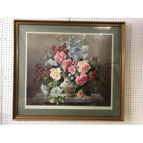 33 - Two gilt framed floral still life works to include: B. Leigh - Pink Flowers, oil on canvas, signed l... 